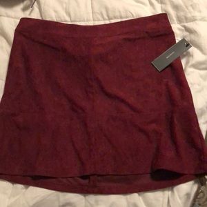 Wine color suede skirt